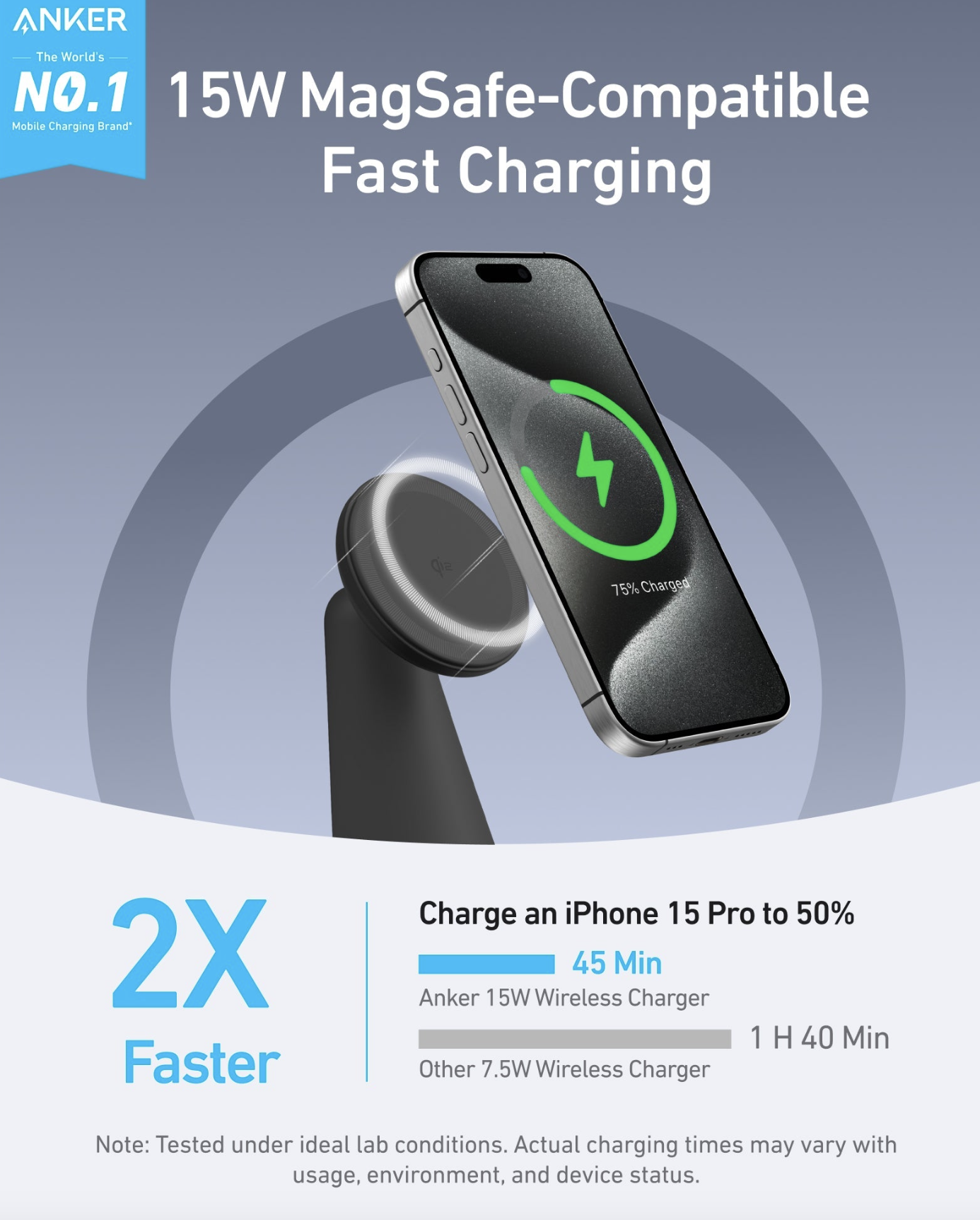 Зарядний пристрій Anker MagGo QI2 15W Wireless Charger 2in1 Dock Stand For iPhone 12-17 Series Black - фото 5 Зарядний пристрій Anker MagGo QI2 15W Wireless Charger 2in1 Dock Stand For iPhone 12-17 Series Black - фото 5