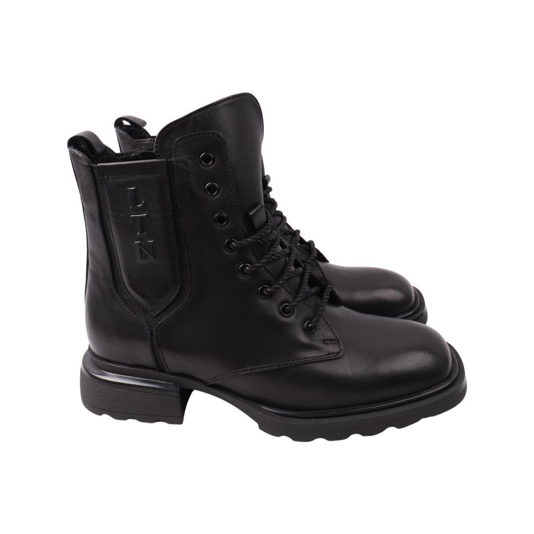 Ботинки женские Lottini из кожи р. 38 Черный (203-21DHC)