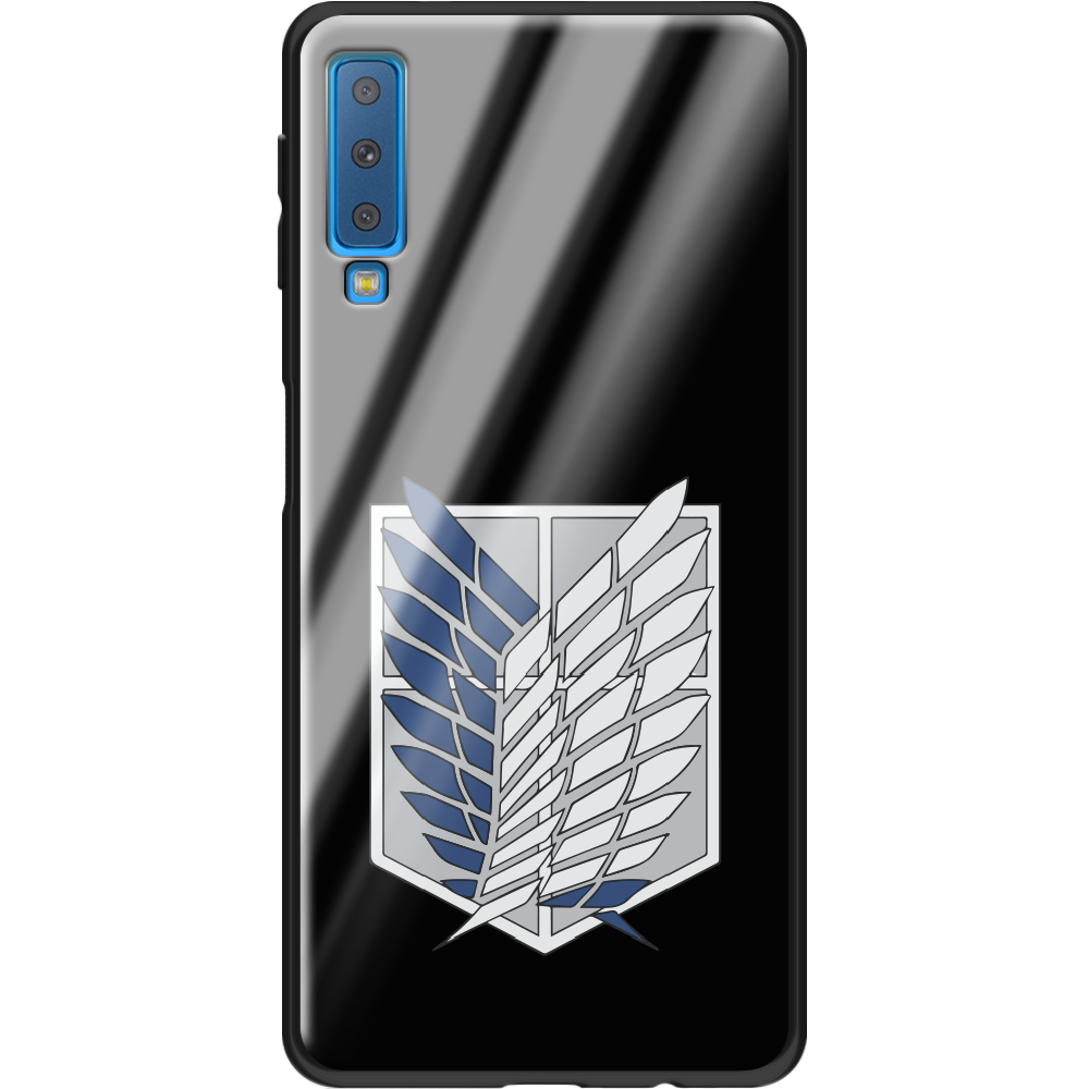 Чехол Boxface Samsung A750 Galaxy A7 2018 Атака Титанов Крылья Свободы Черный силикон со стеклом (35481-bk88-37741)