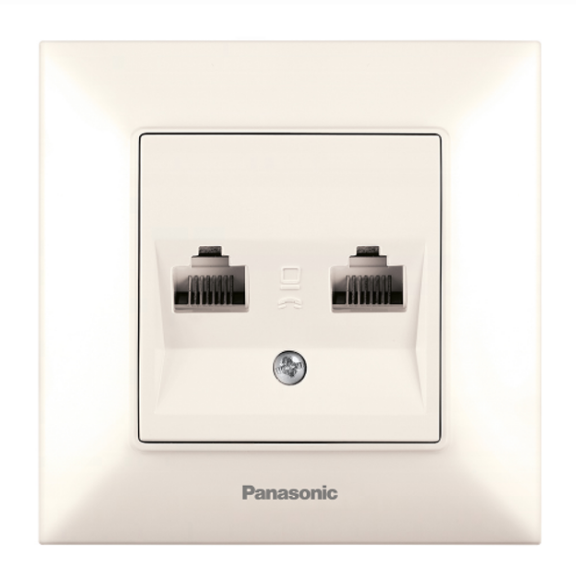 Розетка Panasonic Arkedia Slim компьютерная двойная RJ45 кремовая (22586214)