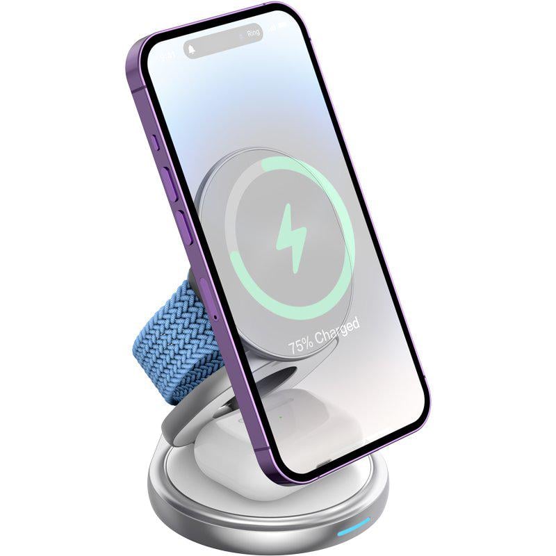 Зарядний пристрій бездротовий Gelius Foldy GP-WC011 3в1 15W White (99367) - фото 4 Зарядний пристрій бездротовий Gelius Foldy GP-WC011 3в1 15W White (99367) - фото 4