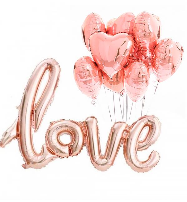 Воздушные шары Love набор 10 шт. Pink/Gold (514079)