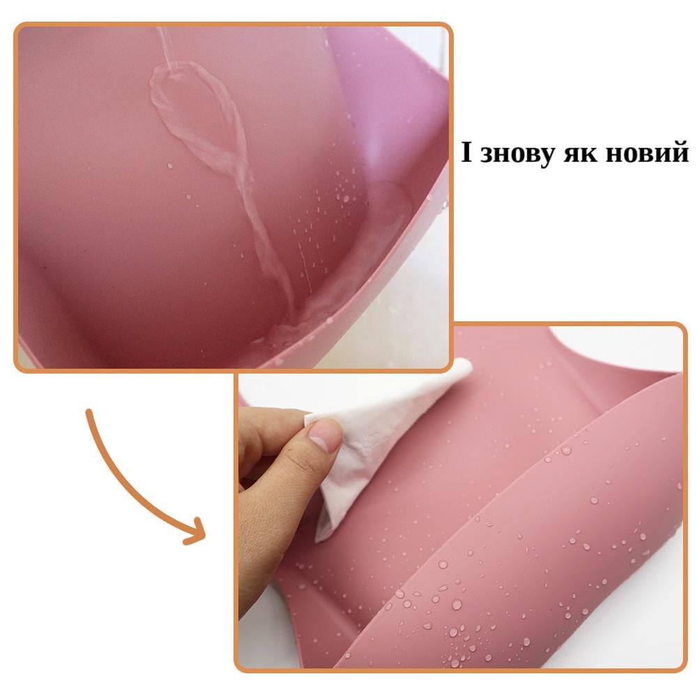 Набір дитячого посуду на присосках силіконовий Темно-рожевий (22392166) - фото 5