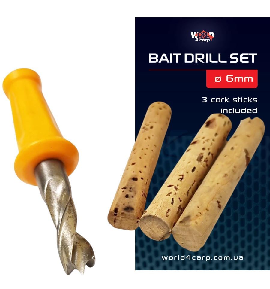 Набір паличок зі свердлом W4C BAIT DRILL SET пробкові Ø 6 мм 3 шт. (w4034)