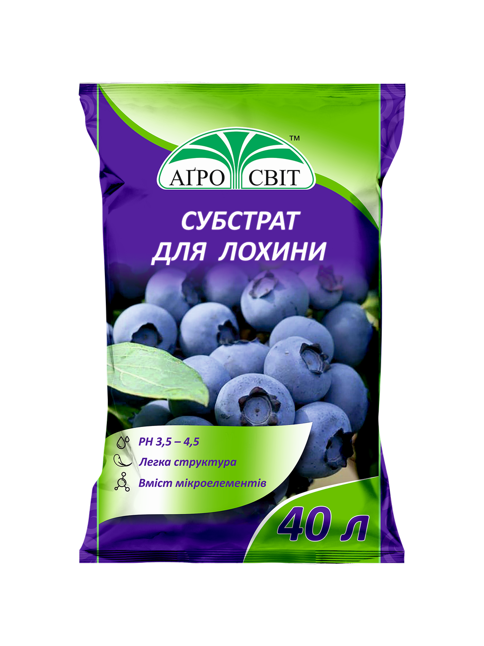 Субстрат торф'яний для лохини Агросвіт 40 л (1771757801)