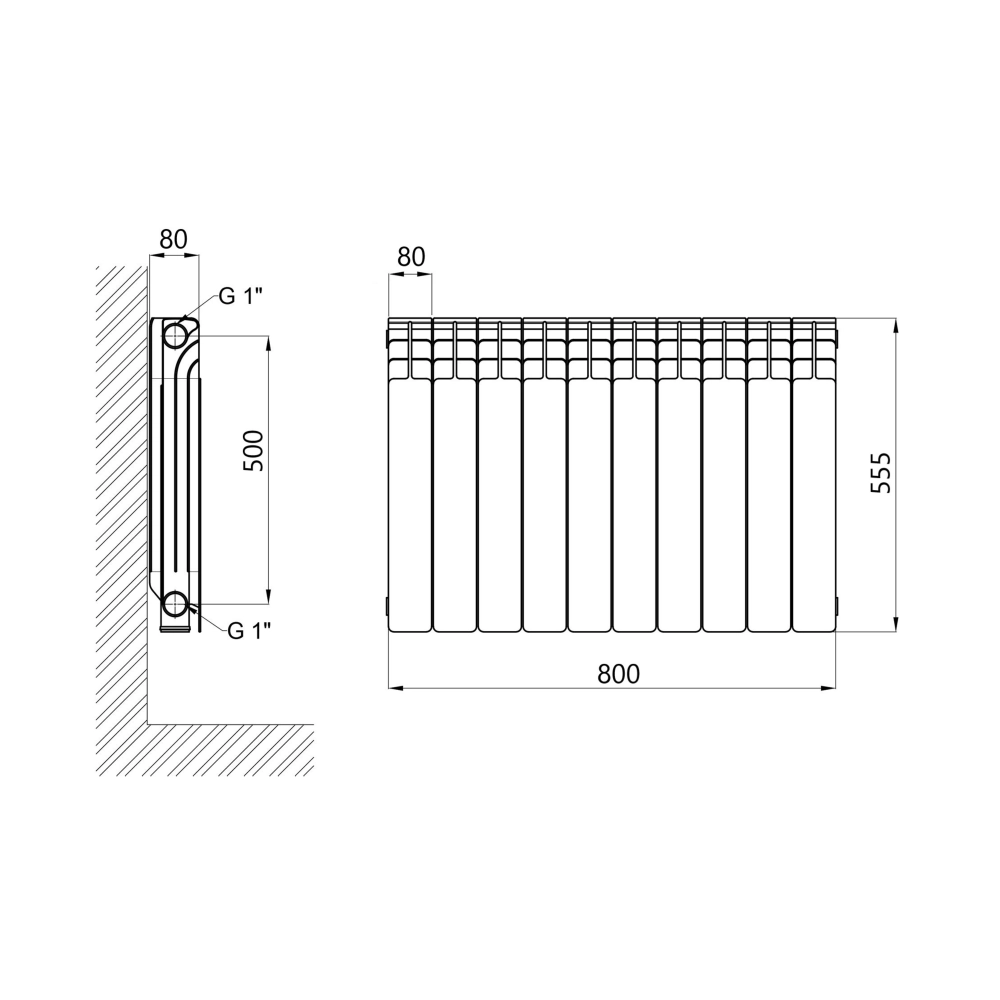 Радіатор біметалічний Thermo Alliance Bi-Ferrum F500800B 550x800 мм в зборі 10 секцій по 1,16 кг (SD00052821) - фото 8 Радіатор біметалічний Thermo Alliance Bi-Ferrum F500800B 550x800 мм в зборі 10 секцій по 1,16 кг (SD00052821) - фото 8