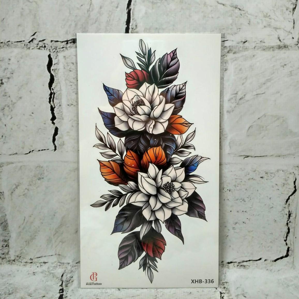 Тату временное Цветы лист 11,5x21 см (XHB-336)