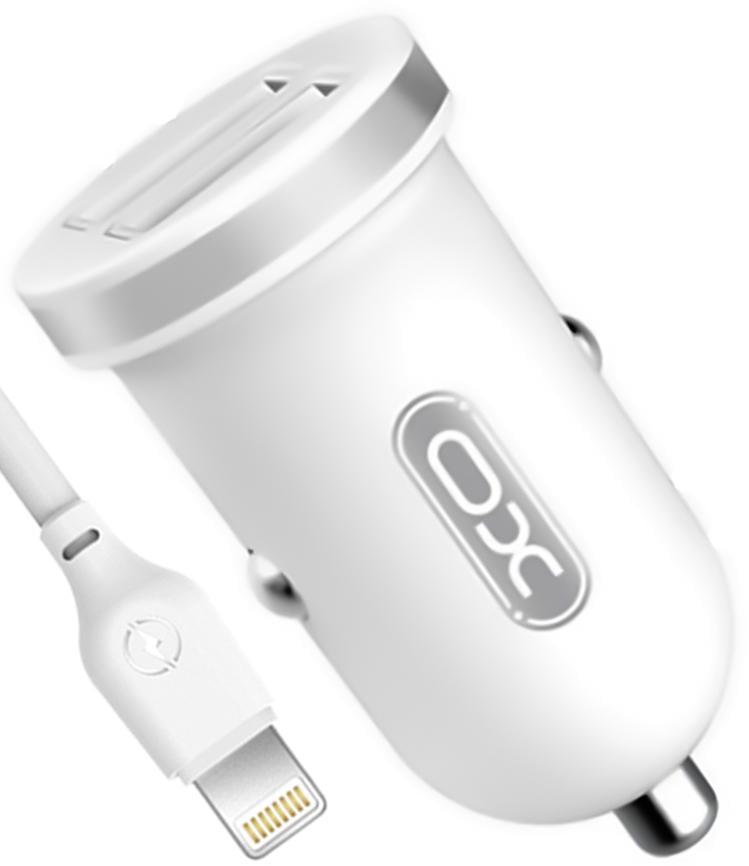 Устройство зарядное автомобильное Xo TZ08 2 USB 2,1A кабель Lightning White (17725)