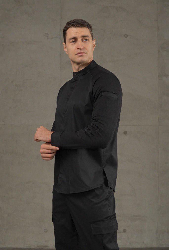 Китель-реглан мужской поварской S Черный - фото 2 Китель-реглан мужской поварской S Черный - фото 2