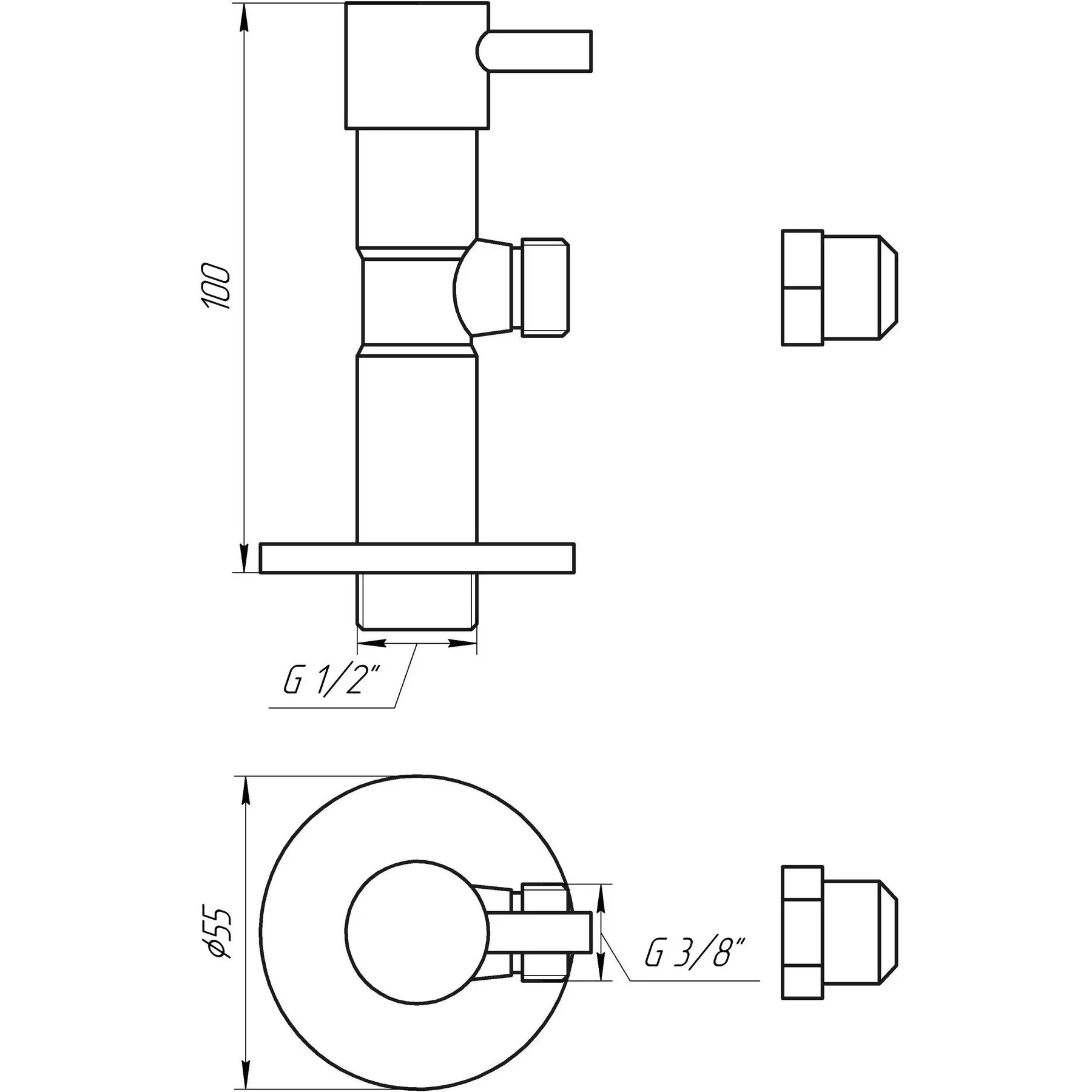 Кран полуоборотный угловой с цангой Solomon Lazer 7076 1/2"х3/8" (GSR-000002250) - фото 8