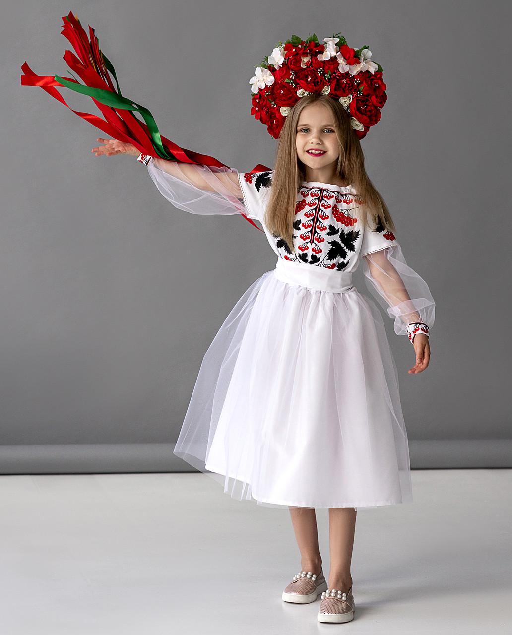 Платье вышиванка для девочек Калина 140 см Белый - фото 5 Платье вышиванка для девочек Калина 140 см Белый - фото 5