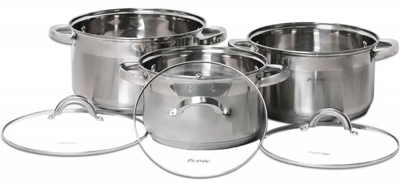 Набір каструль Kamille Mystery 3 шт. зі скляними кришками 4/5/6/3/7,8 л - фото 3 Набір каструль Kamille Mystery 3 шт. зі скляними кришками 4/5/6/3/7,8 л - фото 3