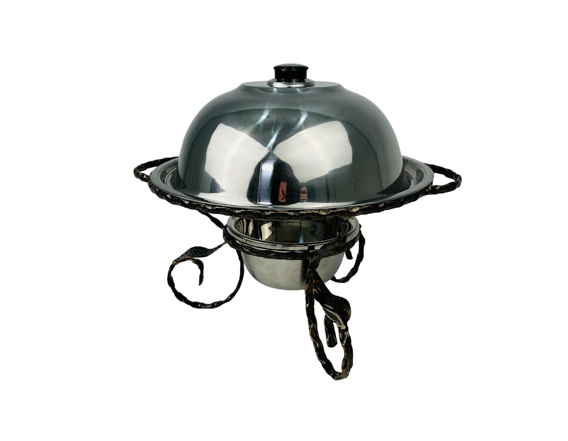 Садж для подачи и подогрева шашлыка с крышкой 36 см из нержавеющей стали (106-10-SJ-6565)