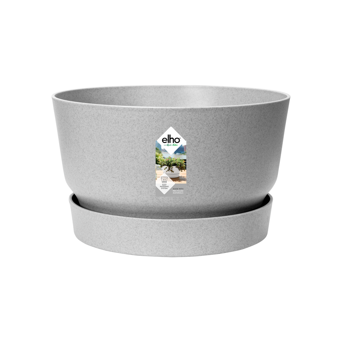 Цветочный горшок Elho Greenville bowl круглый 11,6 л 33x19 см Светлый гранит (345877)