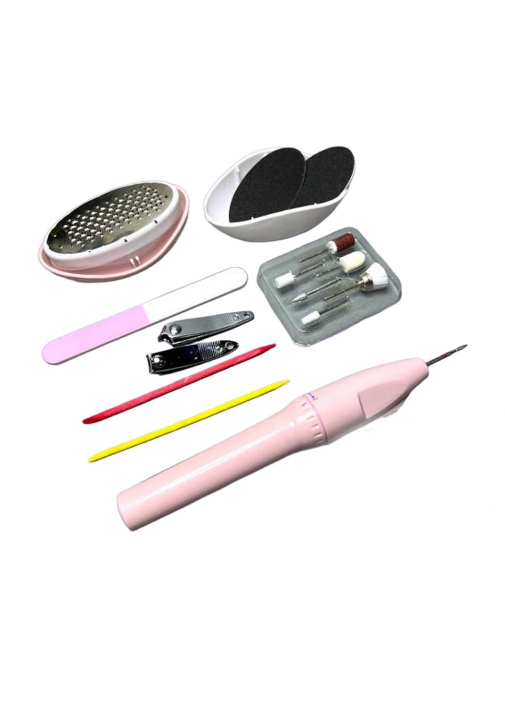 Фрезер для манікюру та педикюру Global Fashion Manicure Pedicur Set з алмазним напиленням Рожевий (3255M)