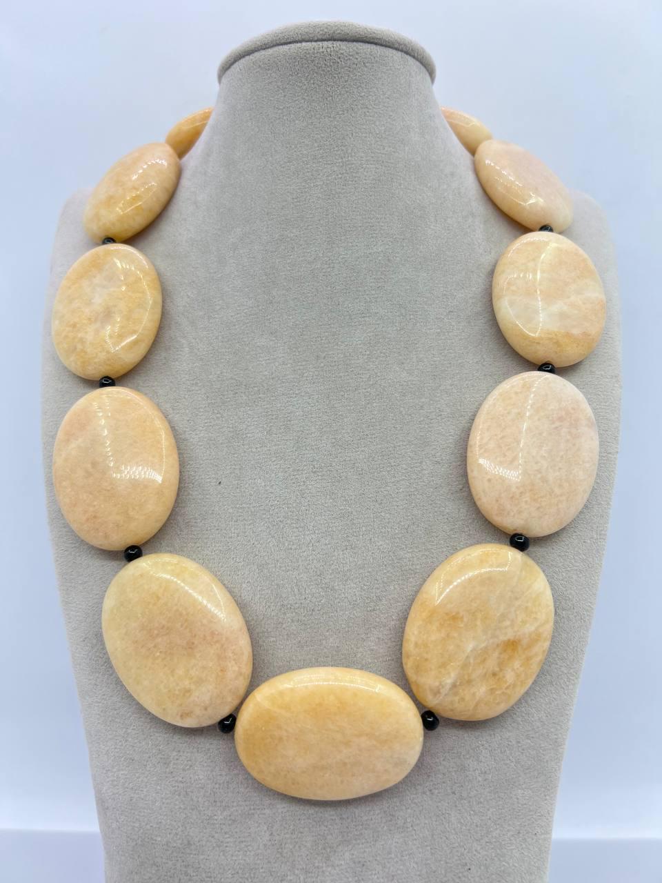Намисто агат 48 см Бежевий (11555)