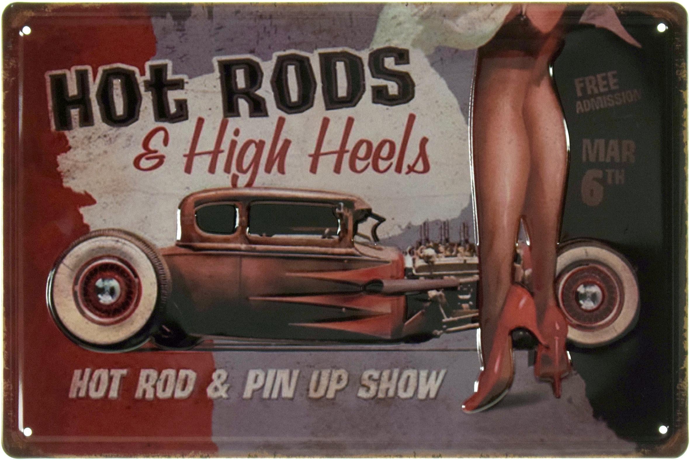 Табличка металлическая Hot Rod & Pin Up Show 20x30 см