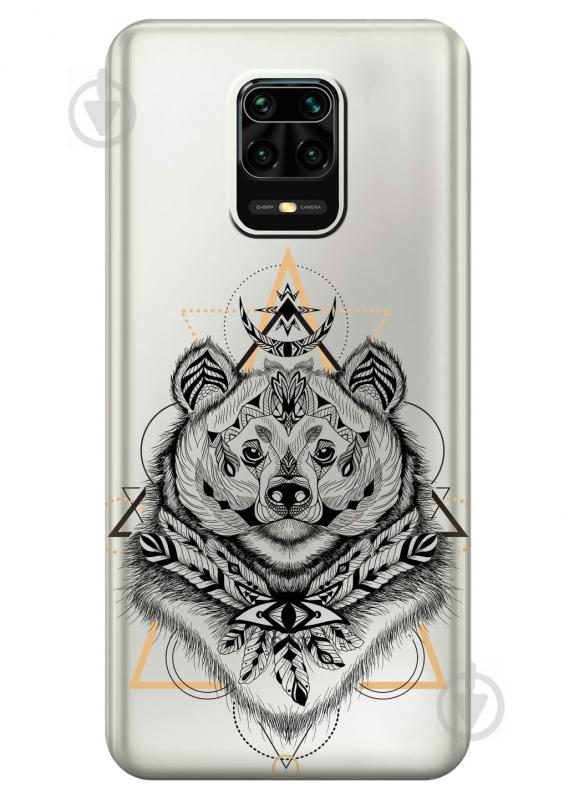 Силиконовый чехол iSwag для Xiaomi Redmi Note 9s Медведь индеец (KS2584)