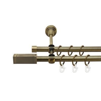 Карниз трубчатый Orvit Квадро двухрядный 16/16 мм 240 см Антик (009-1913)