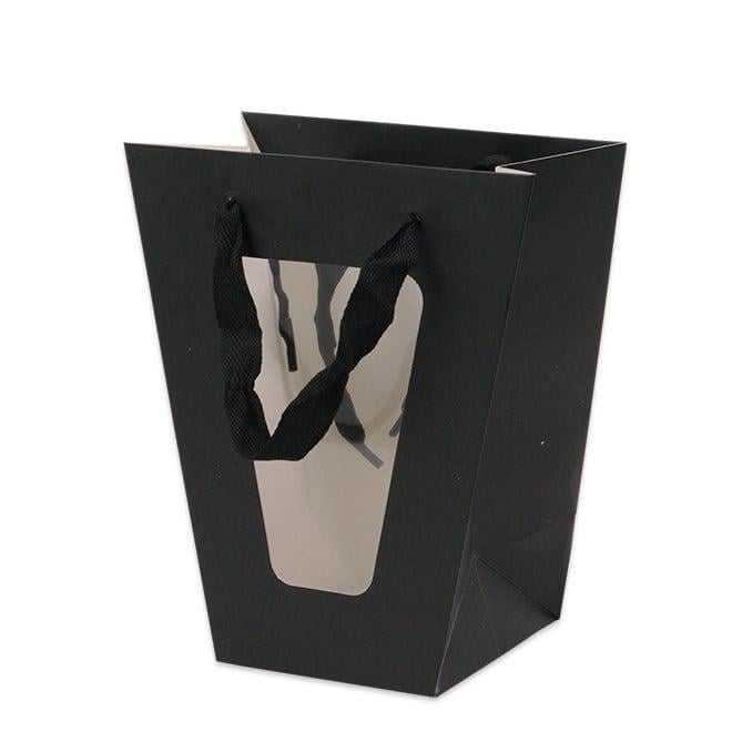 Набір паперових сумочок для квітів із прозорим пластиковим віконцем 39175 12 шт. Чорний (DR015555) Набір паперових сумочок для квітів із прозорим пластиковим віконцем 39175 12 шт. Чорний (DR015555)