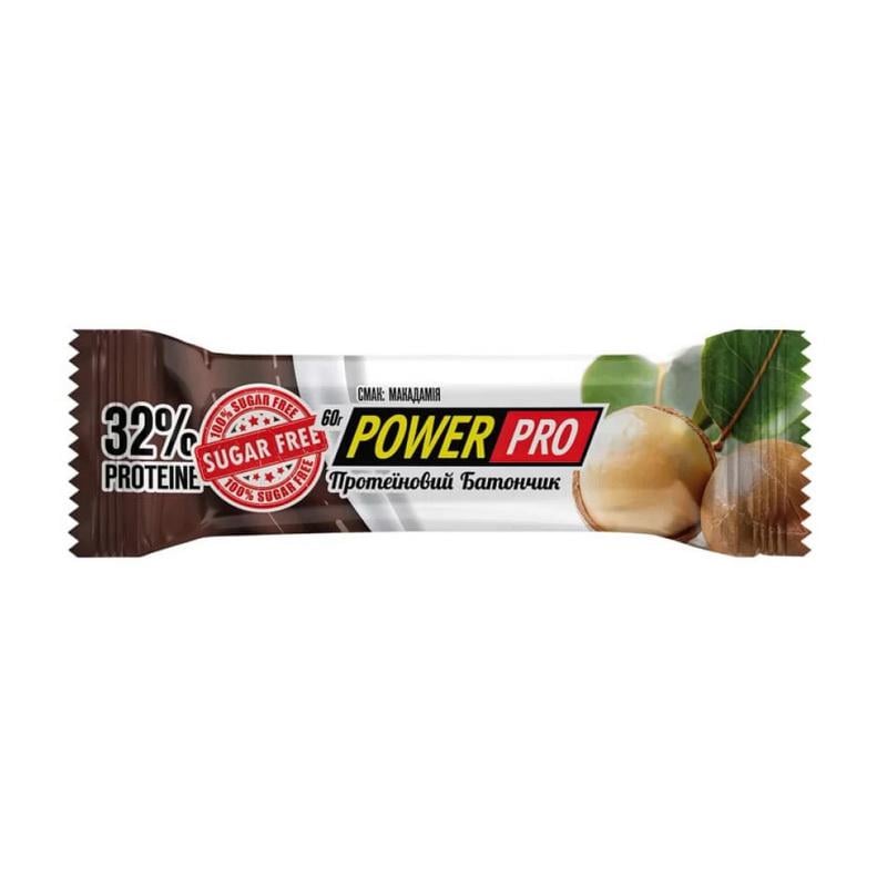 Протеиновый батончик 19 г белка без сахара Power Pro 32% 60 г Макадамія