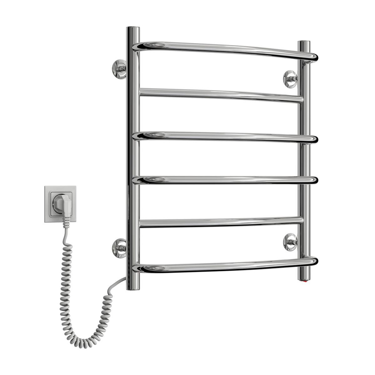 Полотенцесушитель электрический NAVIN Омега шнур слева из нержавеющей стали 530х600 мм Хром (1606)