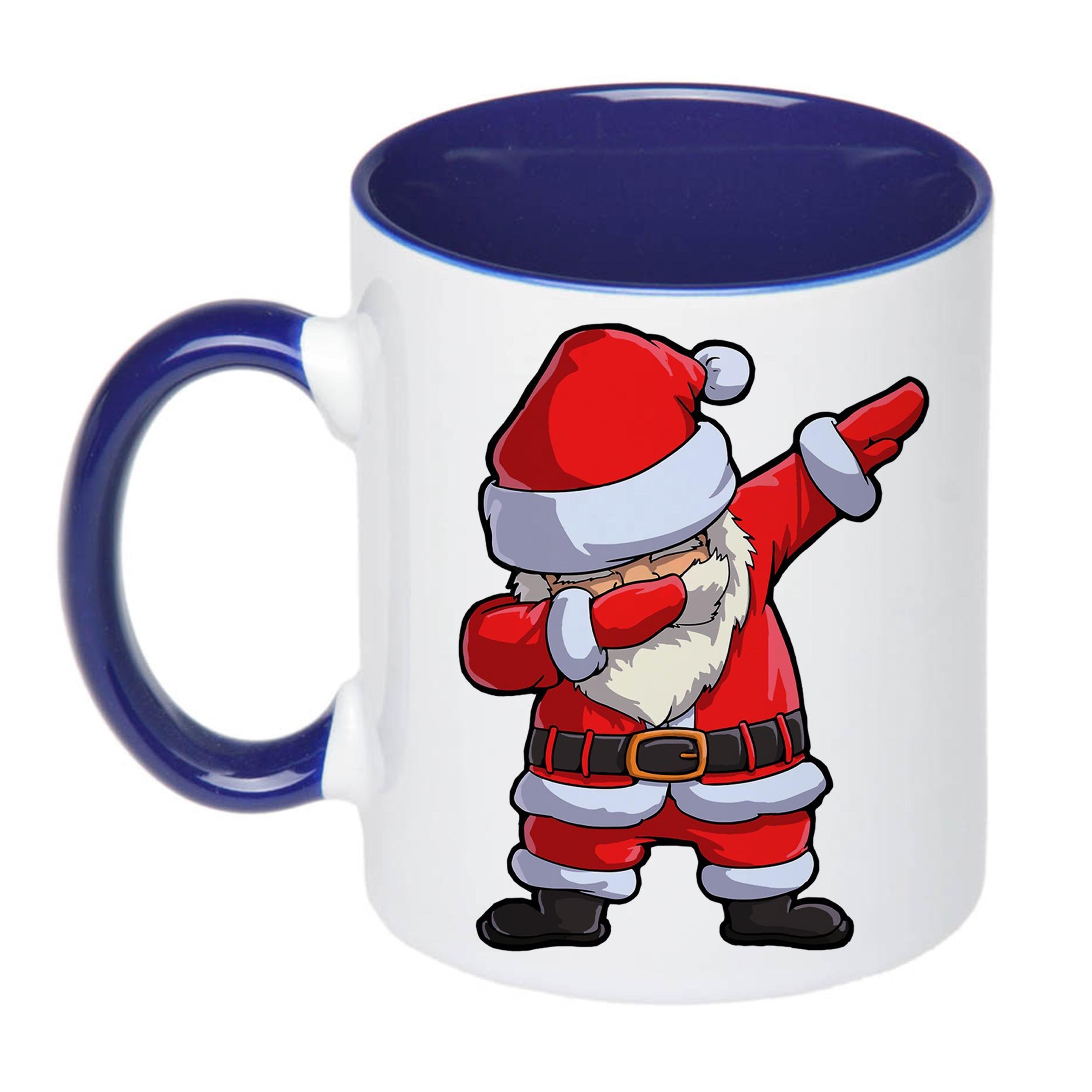 Чашка с новогодним принтом Санта "Санта-Клаус деб" 330 мл Синий (16629)