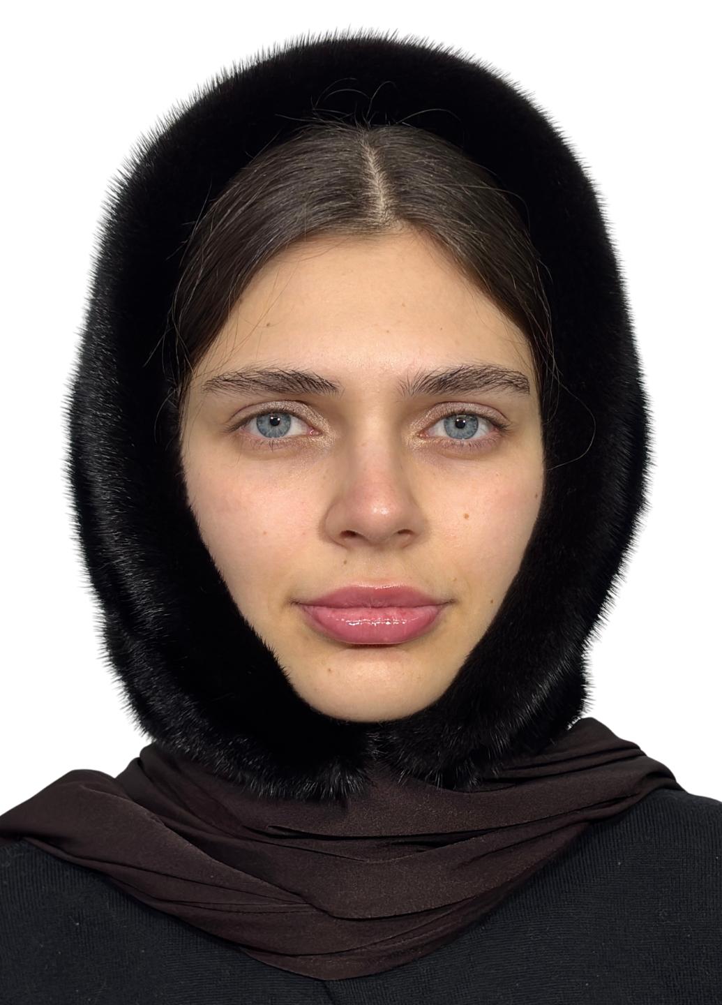 Женский платок из меха норки Меховой стиль Ракушка Темно-коричневый One size (002/M)