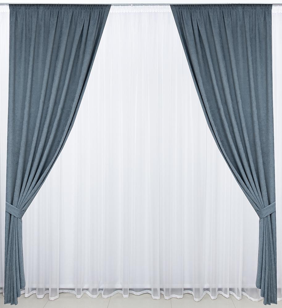 Комплект штор Микровельвет 1,5x2,85 м 2 шт. №18 Голубой (2896-01) - фото 1 Комплект штор Микровельвет 1,5x2,85 м 2 шт. №18 Голубой (2896-01) - фото 1