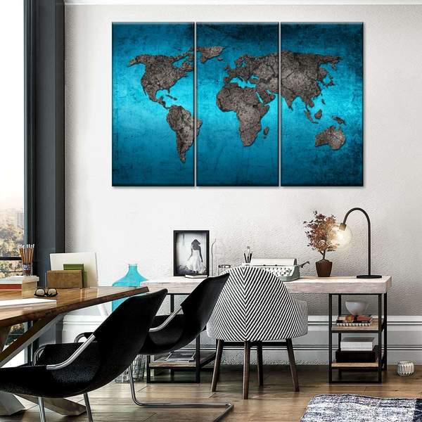 Модульная картина KIL Art Атлас мира из трех частей 78x48 см (M3_M_89)
