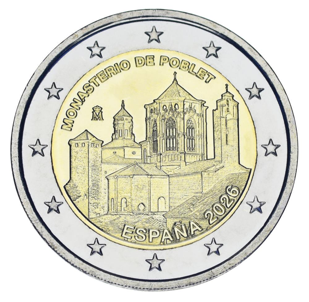 Коллекционная монета Испания 2 евро 2026 Биметалл UNC Монастырь Поблет (М25624)