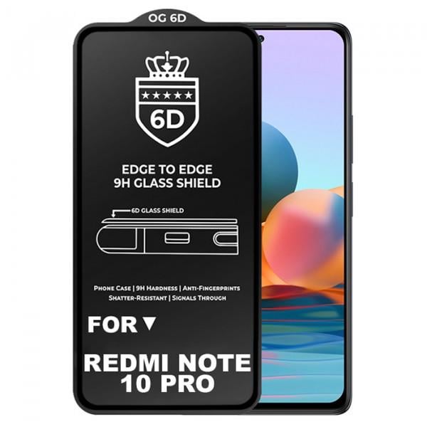 Защитное стекло 6D для Redmi Note 10 Pro противоударное