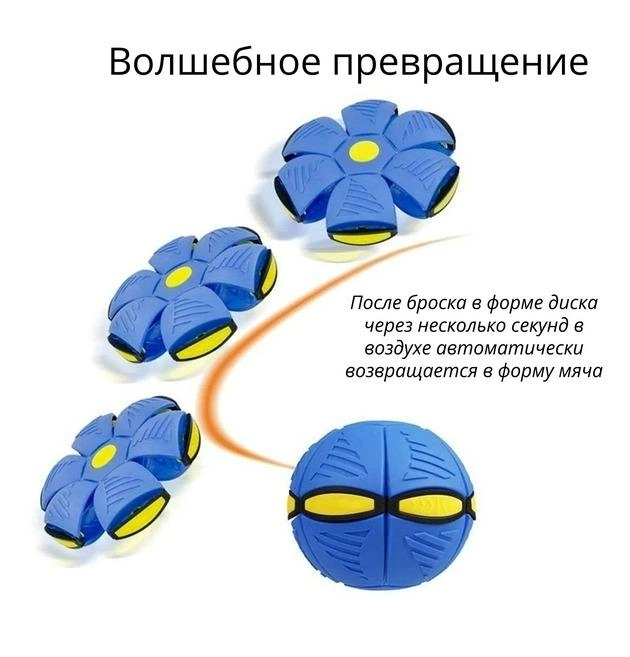 М'яч-трансформер Flat Ball Disc літаючий для активних ігор Синій - фото 4