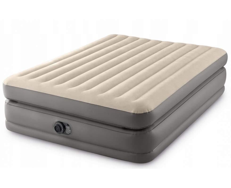 Кровать надувная велюровая двуспальная со встроенным электронасосом 203х152х51 см Бежевый