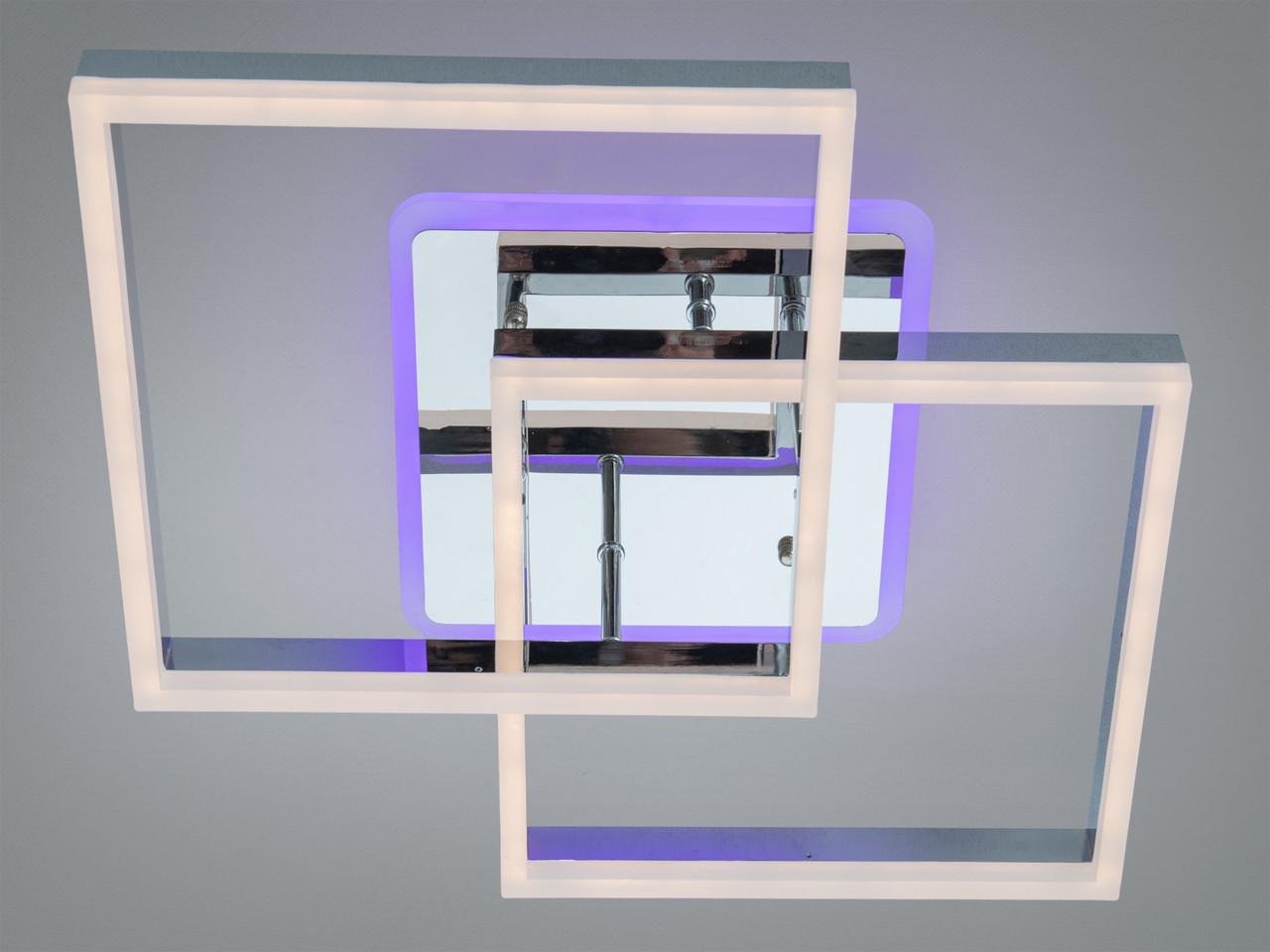 Люстра потолочная 2546HR LED 3color dimmer 64 Вт прямоугольная с пультом Хром (2922743410)