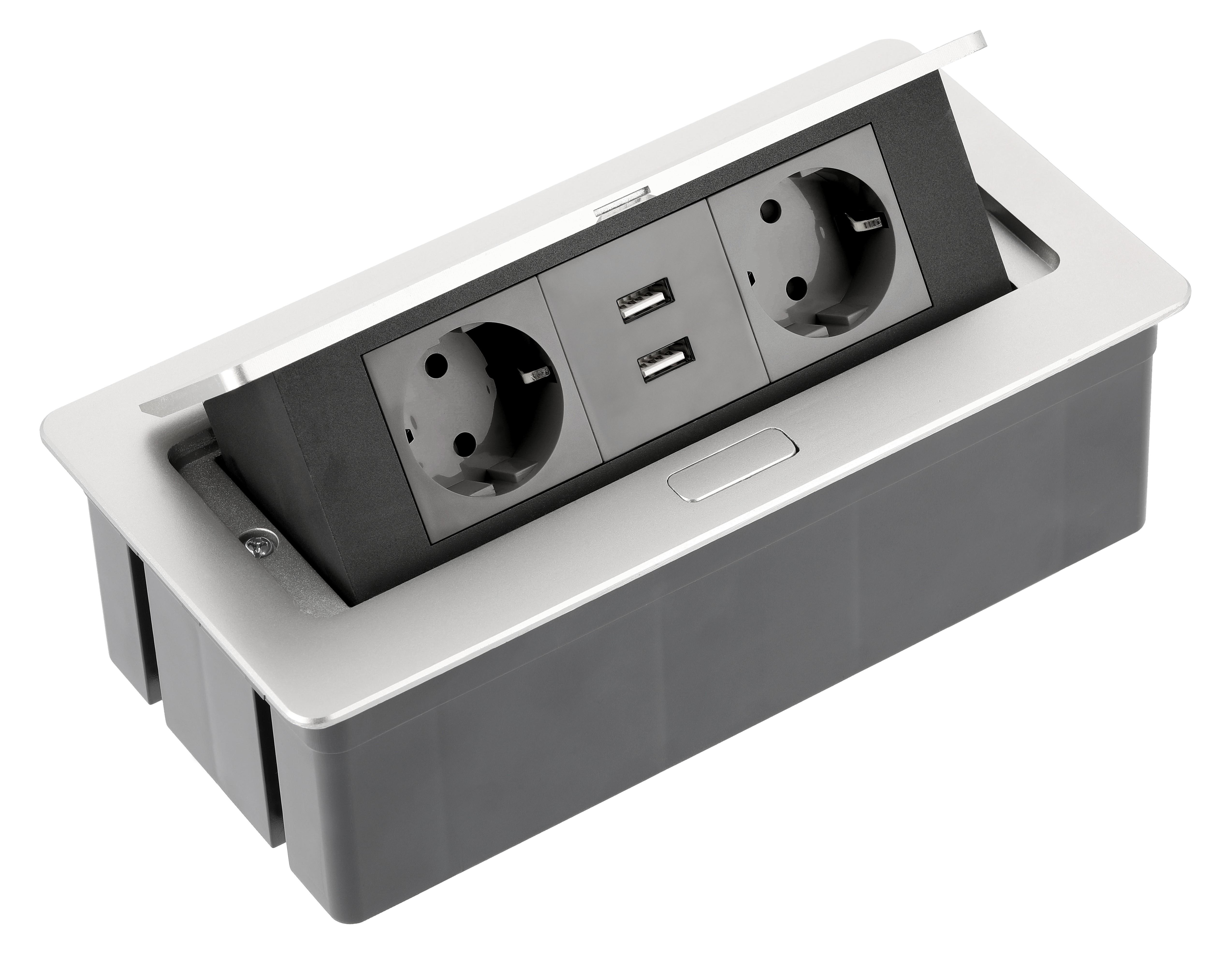 Подовжувач двомісний вбудований GTV SOFT Schuko кабель 1,5 м Алюміній (27849099)