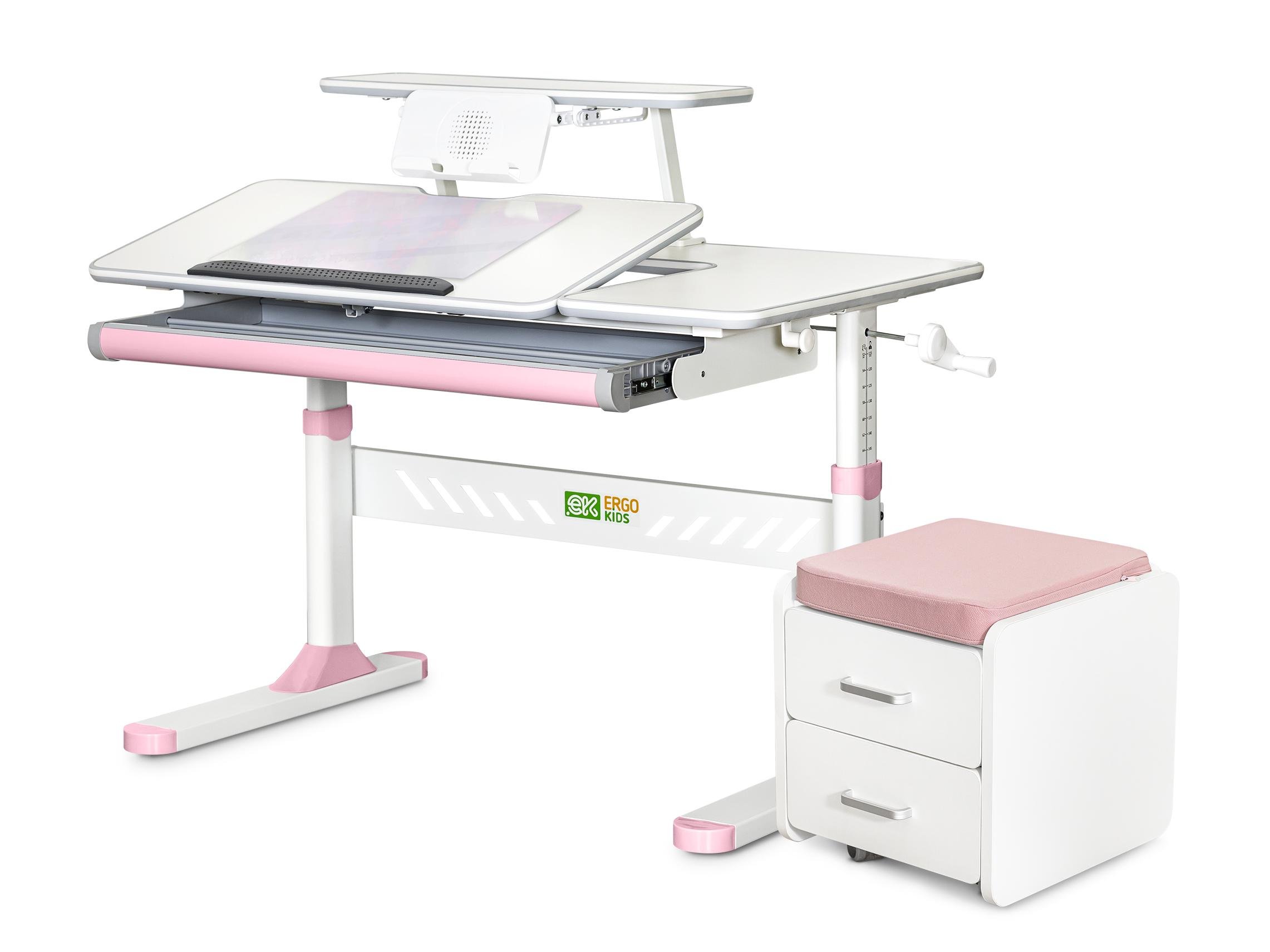 Парта детская школьная Ergokids TH-320 BD C-3 с тумбой Розовый (TH-320/BD C3_PINK) - фото 1