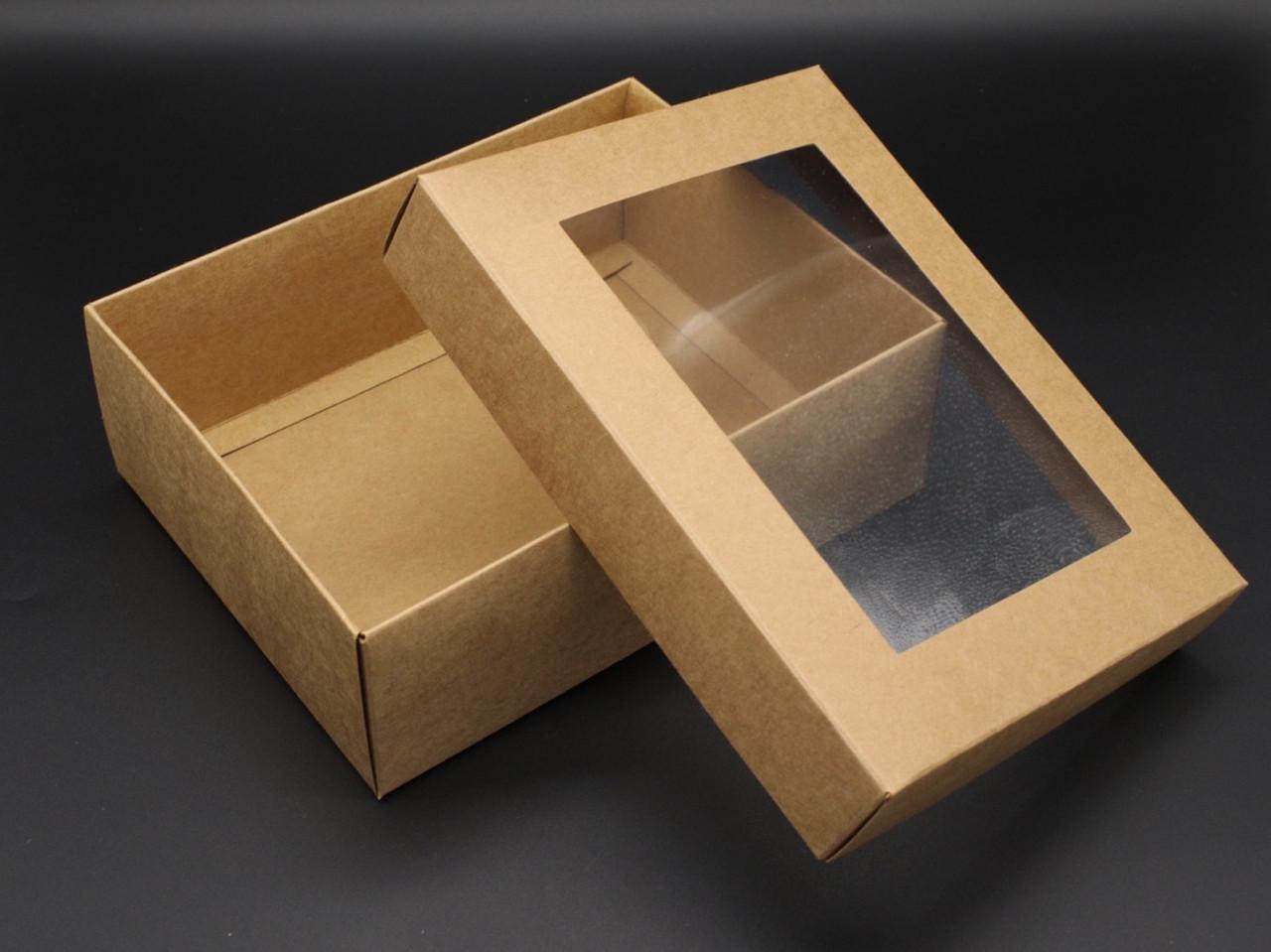 Коробка подарочная сборная с окошком на крышке 22х17х7,5 см Крафт (OA-4) - фото 4 Коробка подарочная сборная с окошком на крышке 22х17х7,5 см Крафт (OA-4) - фото 4