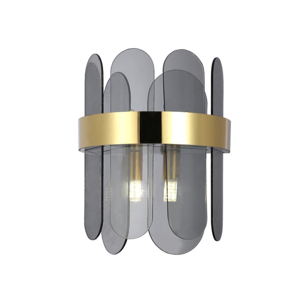 Бра Levistella 909LWXL3010 GD+BK с фигурным стеклянным плафоном на две лампы Золотой/Графитный (1887932420)