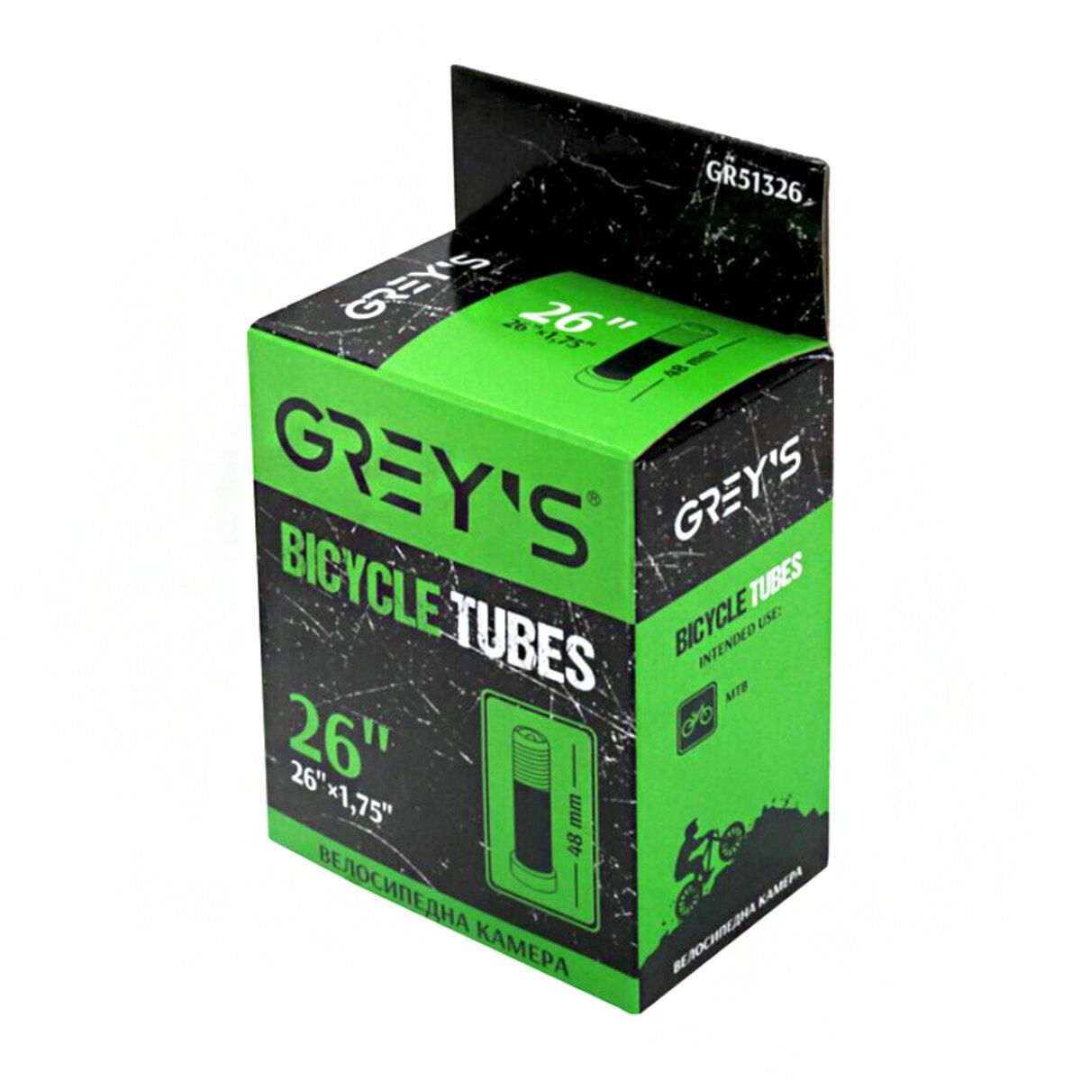 Камера для велосипеда Grey's 26"x1,75 AV 48 мм Камера для велосипеда Grey's 26"x1,75 AV 48 мм