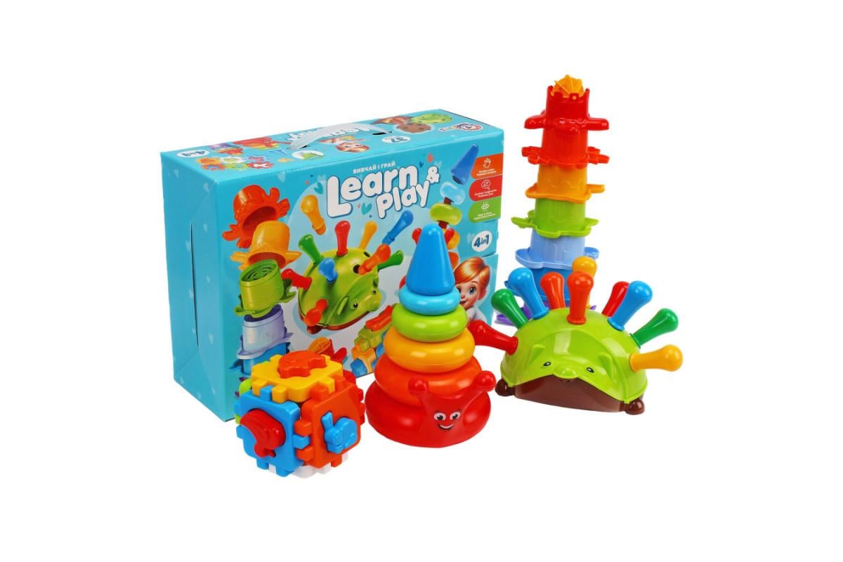 Іграшка для малюків ТехноК Подарунковий набір пірамідки/їжачок/кубик (2376) - фото 8 Іграшка для малюків ТехноК Подарунковий набір пірамідки/їжачок/кубик (2376) - фото 8