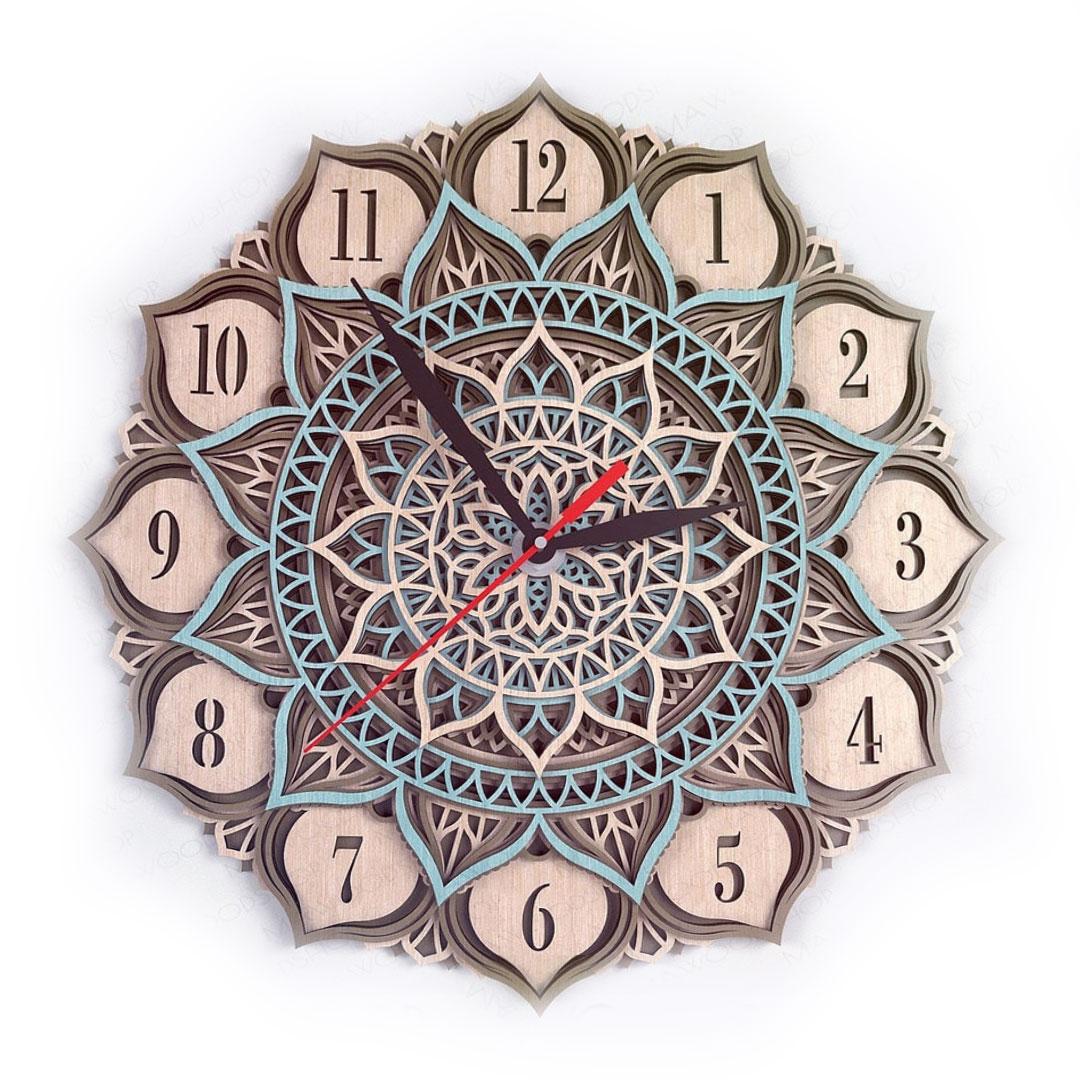 Настенные часы из дерева Мандала MCLO10018 hand made под окрашивание