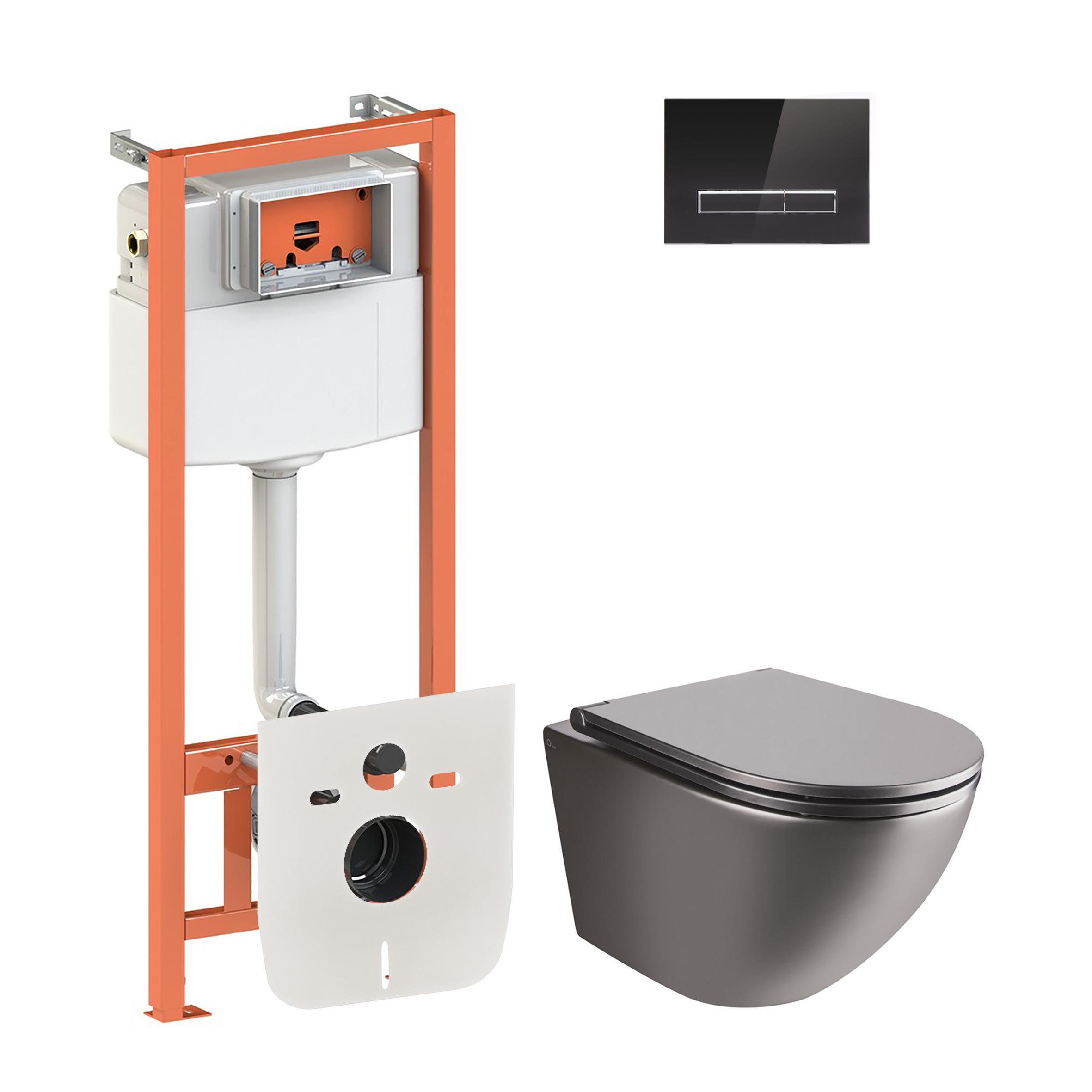 Комплект інсталяції Q-tap Nest QT1333046ENRMB0133M425V1107GB з унітазом кнопка Чорний (124661)