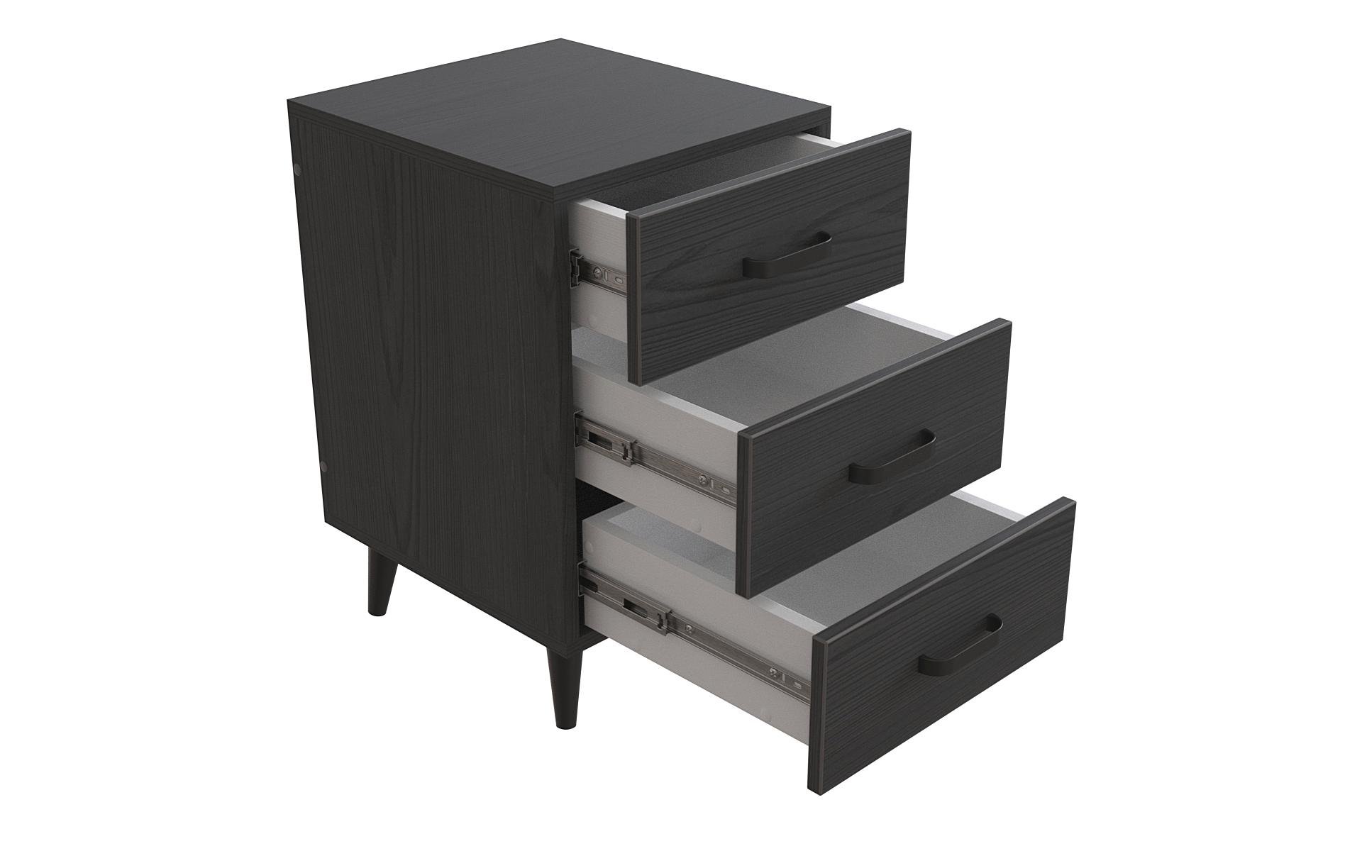 Тумба Ferrum-decor Вива 3 на конусных ножках металл/ДСП 16 мм 56,5x35x40 см Черный/Сосная Кембра (FRD-106818)