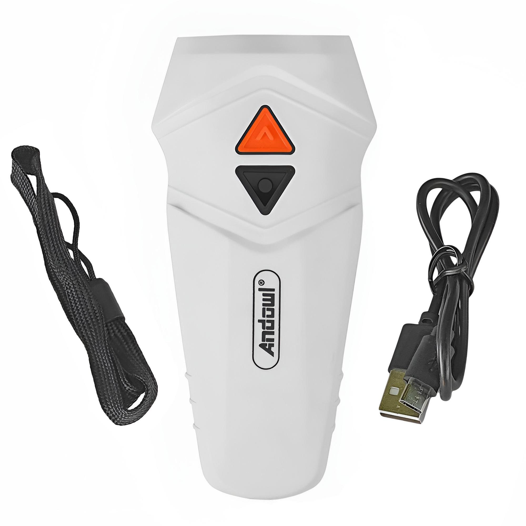 Відлякувач собак ультразвуковий Andowl Q-DG02X1 з акумулятором та ліхтариком Білий (289303b2)