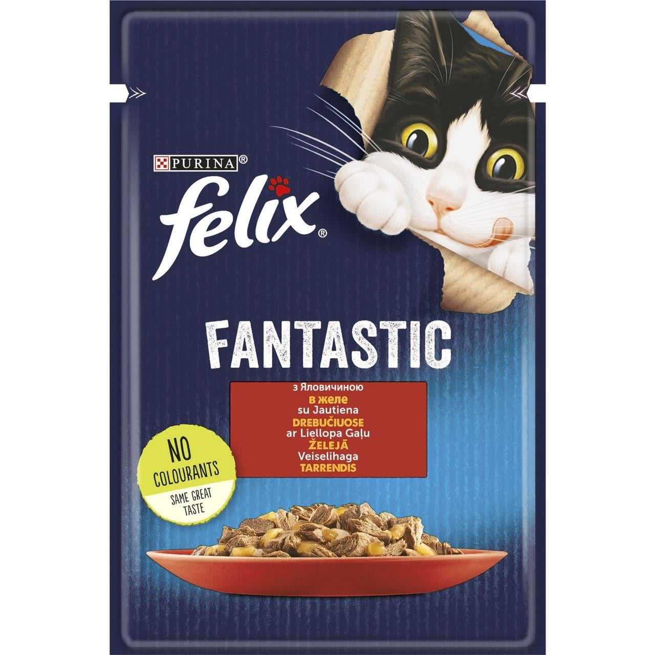Вологий корм для котів Felix Fantastic з яловичиною в 85 г 26 шт.