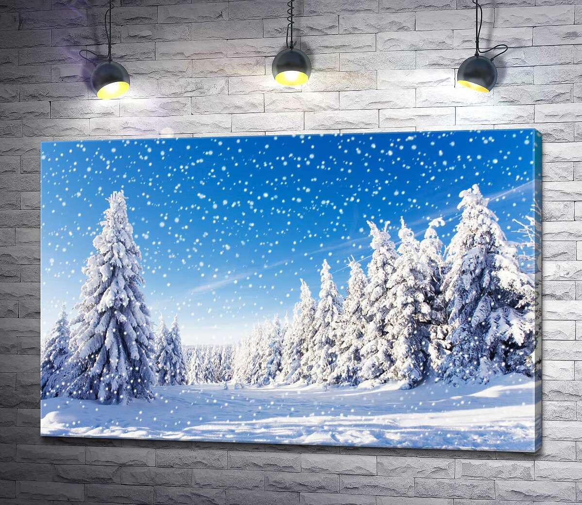 Картина ArtPoster Белый снег мягко падает на лесные елки 130x86 см Модуль №1 (002505)
