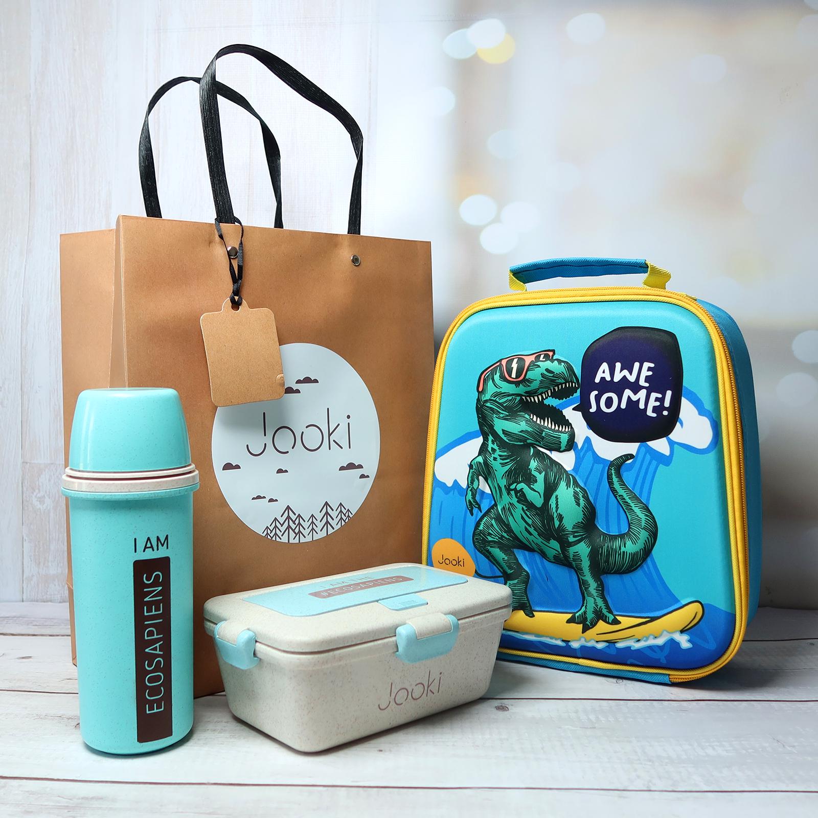 Подарочный ланч-набор эко Dinosour 5в1 3D термо сумка/термобутылка 500 мл/ланч-бокс 950 мл (1920)