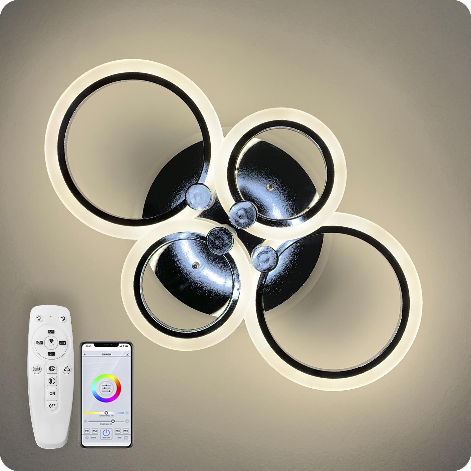 Люстра світлодіодна 517 Dlight 3color з пультом 80 Вт Хром (01530) - фото 4 Люстра світлодіодна 517 Dlight 3color з пультом 80 Вт Хром (01530) - фото 4