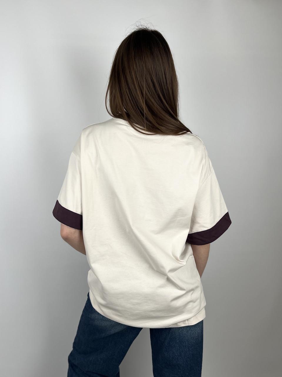 Футболка женская хлопковая Le Chat OS Бежевый (#25017-03) - фото 4 Футболка женская хлопковая Le Chat OS Бежевый (#25017-03) - фото 4